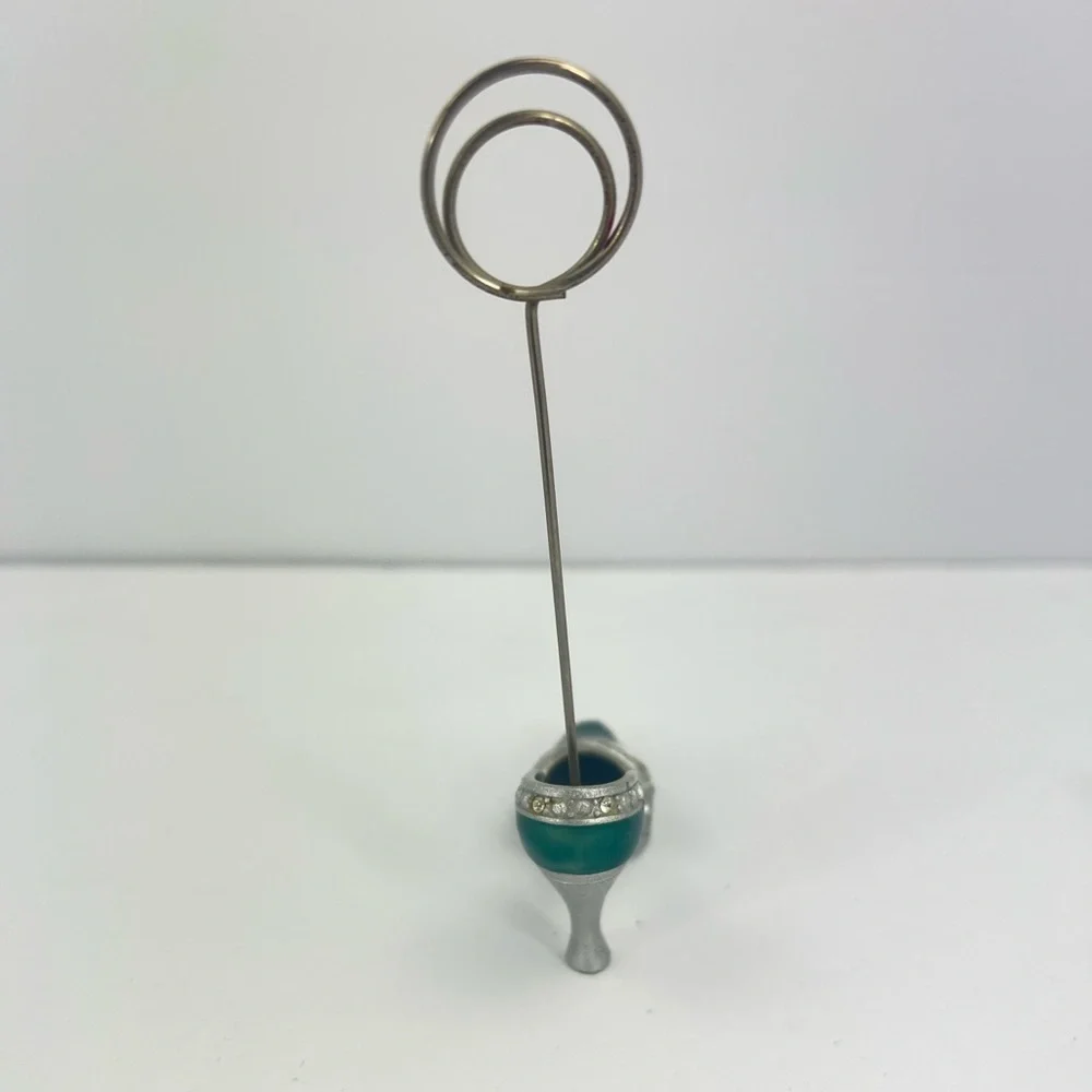 STUNNING GREEN AND SILVER HIGH HEEL STILETTO SHOE CARD OR PHOTO HOLDER